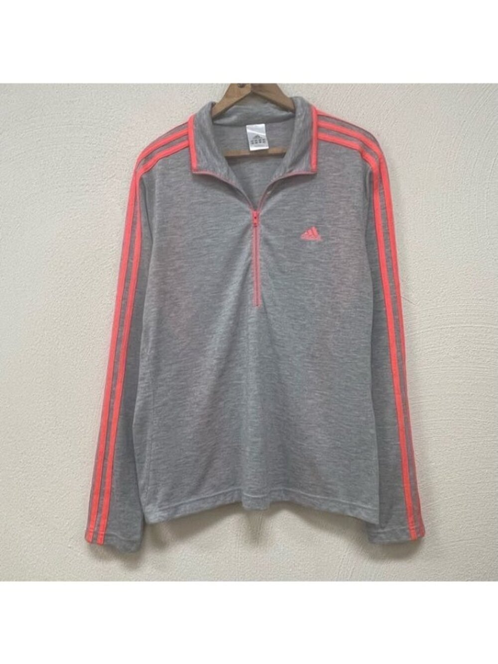 Adidas Climalite Half Zip Coral & Gray 1/4 Zip Long Sleeve Womens Size XL
